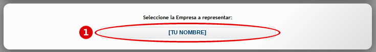 Pantalla de ARCA «Seleccione la Empresa a representar» con el botón de tu nombre marcado