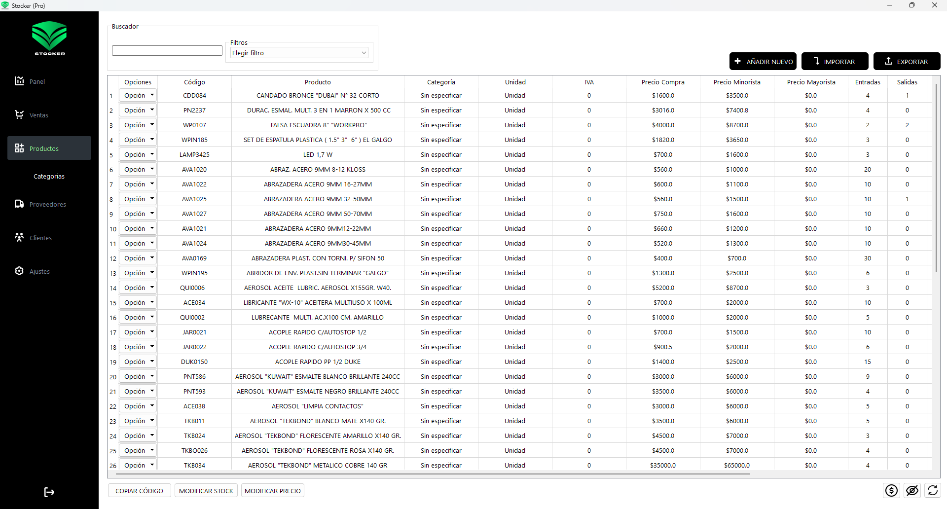 Stocker - Lista de productos con stock
