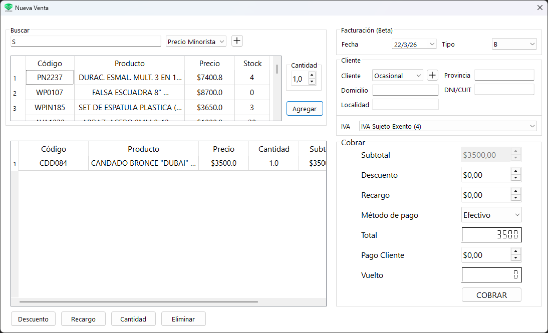 Stocker - Registro de ventas